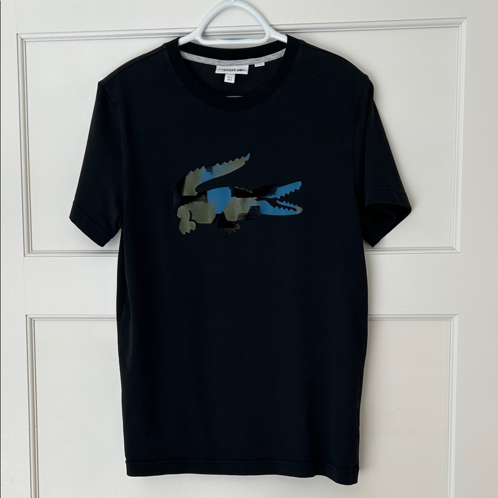Lacoste Black Tee with Camouflage Logo